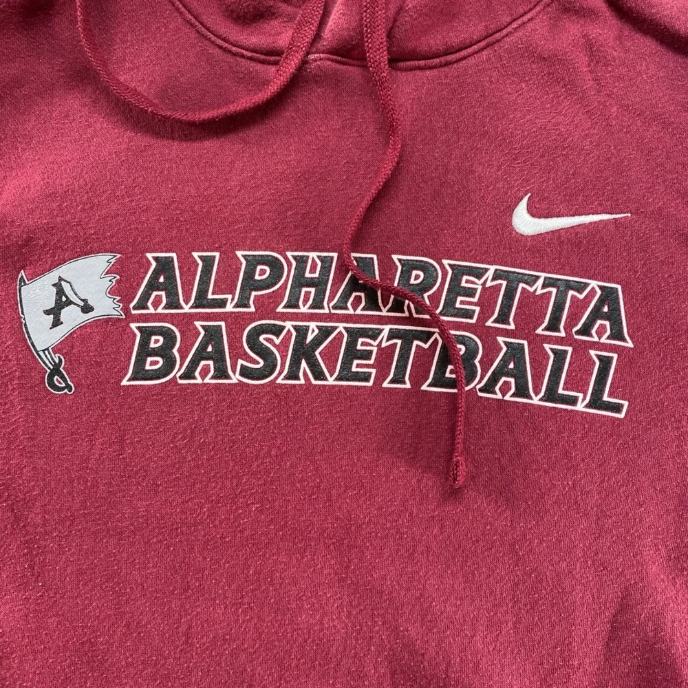 Nike Sweater Mens Size Large Alpharetta Basketball Hoodie‎ Maroon Pullover